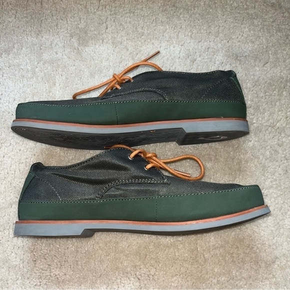 OluKai Honolulu Lace Mesh Green Rosin Smokey Orange Sz 9 MENS Sneakers - Picture 5 of 9